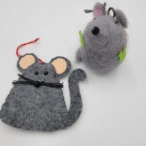 3 Adorable Vintage Mice Christmas Ornaments Cottagecore Country Mouse Collection